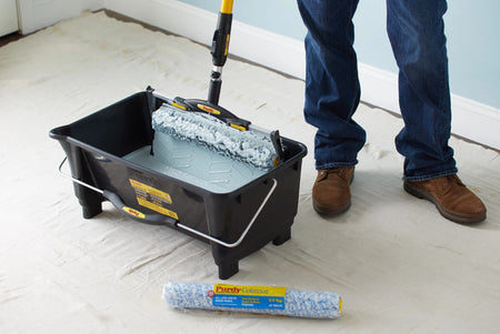 Using the Purdy Colossus Roller Cover with a purdy paint bucket.