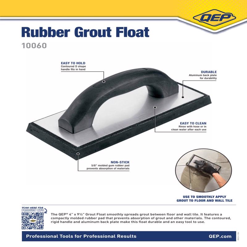 QEP Molded Rubber Grout Float 10060Q product highlights infographic