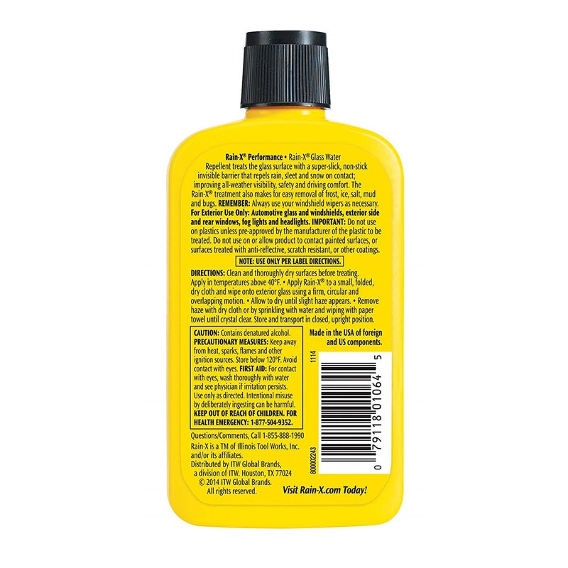 Rain-X Original Water Repellant Liquid 7 Oz back label