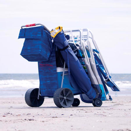 Rio Collapsible Beach Cart WWC6W-1822 shown loaded with beach supplies