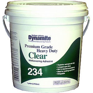 Gallon Size Bucket of Dynamite Premium Grade Heavy Duty Clear Wallcovering Adhesive 234