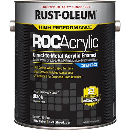 Rust-Oleum High Performance RocAcrylic 3800 System DTM Acrylic Enamel Gallon Gloss Black