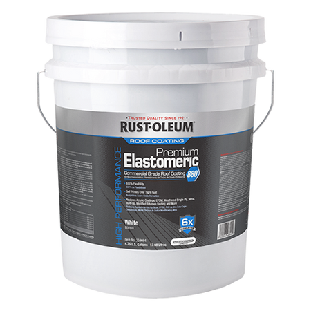 Rust-Oleum Premium Elastomeric roof coating bucket on a white background