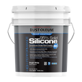 Rust-Oleum 995 silicone roof coating container with white lid on a white background