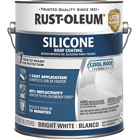 Rust-Oleum silicone roof coating gallon can on a white background