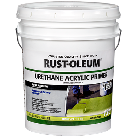 Rust-Oleum urethane acrylic primer bucket on a white background