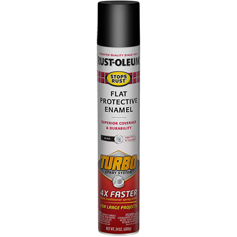 Rust-Oleum 24 Oz Stops Rust Flat Black Turbo Spray Paint 376298