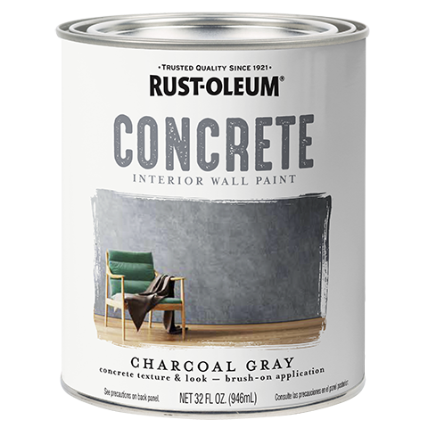 Rust-Oleum Concrete Interior Wall Paint Quart Charcoal Gray