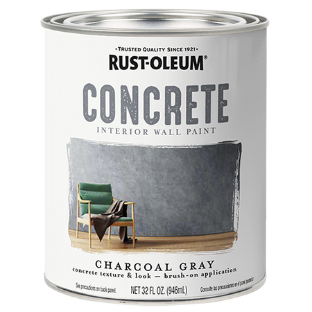 Rust-Oleum Concrete Interior Wall Paint Quart Charcoal Gray