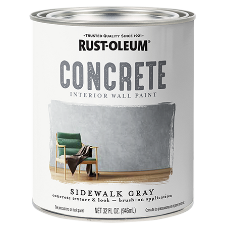 Rust-Oleum Concrete Interior Wall Paint Quart Sidewalk Gray