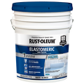 White 5 gallon bucket of Rust-Oleum Elastomeric Roof Coating with blue lid on a white background