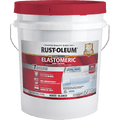 White 5 gallon paint bucket with red lid labeled Rust-Oleum Extreme Elastomeric Roof Coating on a white background