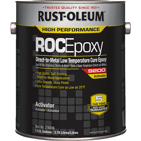 Rust-Oleum ROCEpoxy 9200 Activator paint can on a white background