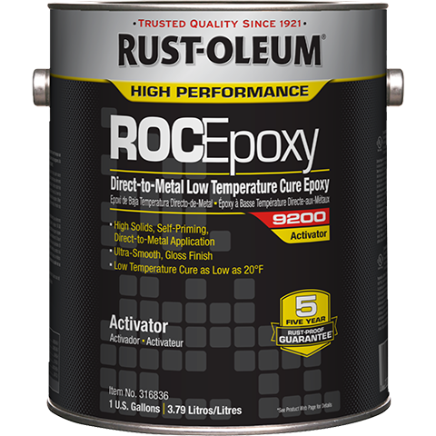 Rust-Oleum ROCEpoxy 9200 Activator paint can on a white background