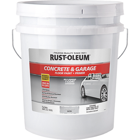 Rust-Oleum concrete and garage floor paint primer Armor Gray container on a white background