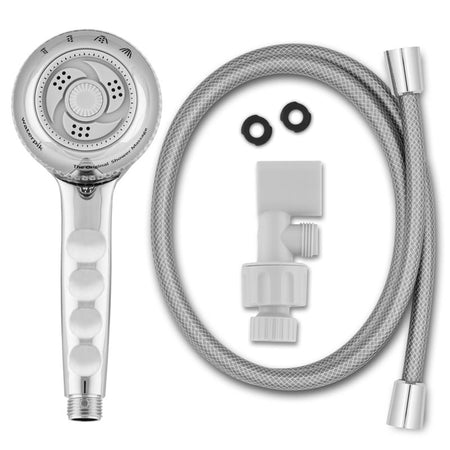Waterpik Chrome PowerSpray Original Shower Massage Shower Head SM-453E package contents