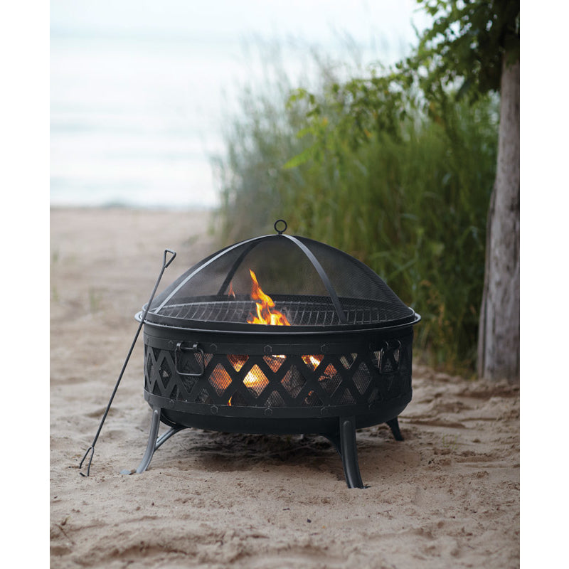 Living Accents 35.47 in. W Steel Lattice Round Wood Fire Pit SRFP11222-1