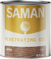 Can of Saman Penetrating Oil with gold and white label and fur color swatch