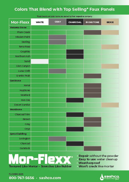 Sashco Mor-Flexx Color Chart