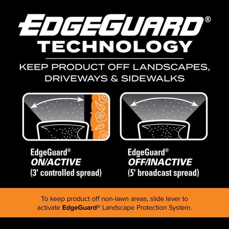 Scotts Turf Builder EdgeGuard Mini Broadcast Spreader 76121 edgeguard technology infographic
