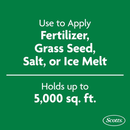 Scotts Turf Builder EdgeGuard Mini Broadcast Spreader 76121 for use with infographic