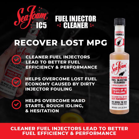 SeaFoam IC5 Gasoline Fuel Injector Cleaner Specifications Infographic