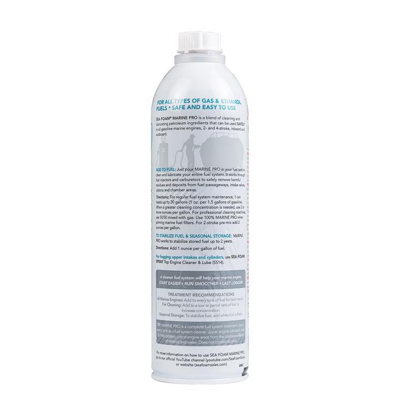 Sea Foam MP20 Marine Pro Fuel Treatment for Marine Engines back label.