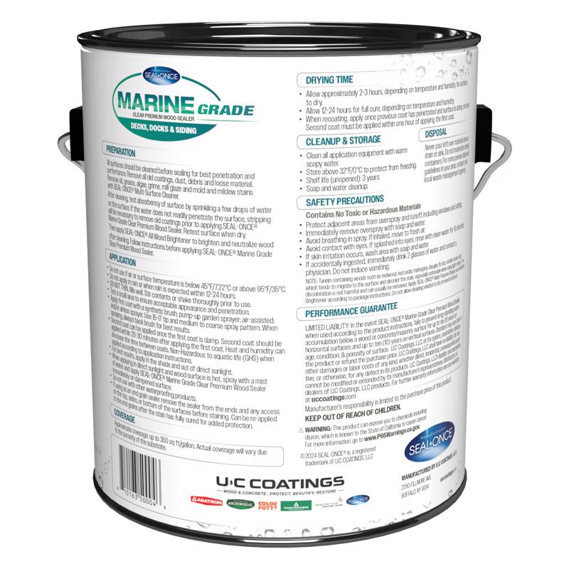 Seal Once Marine Grade SO0005 Waterproofer gallon can back label