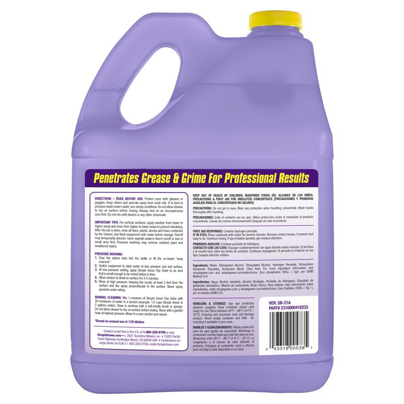 Simple Green Oxy Solve Concrete & Driveway Cleaner back label