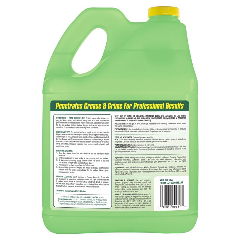 Simple Green Oxy Solve House & Siding Cleaner back label