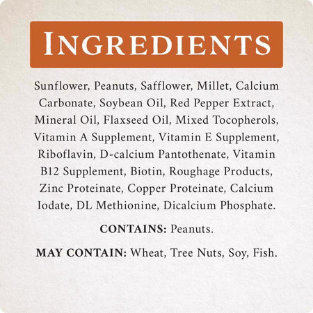 Songbird Selections Sizzling Variety Wild Bird Food ingredients