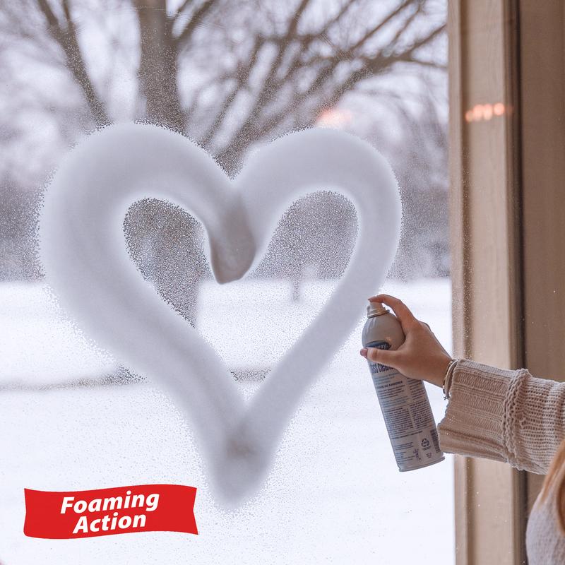 Sprayway Foaming Glass Cleaner 050 being sprayed on a window in the shape of a heart