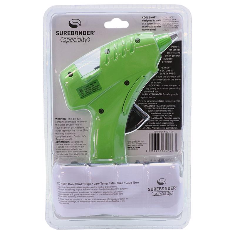 Surebonder Low Temp Mini Glue Gun KD-160F back of package.