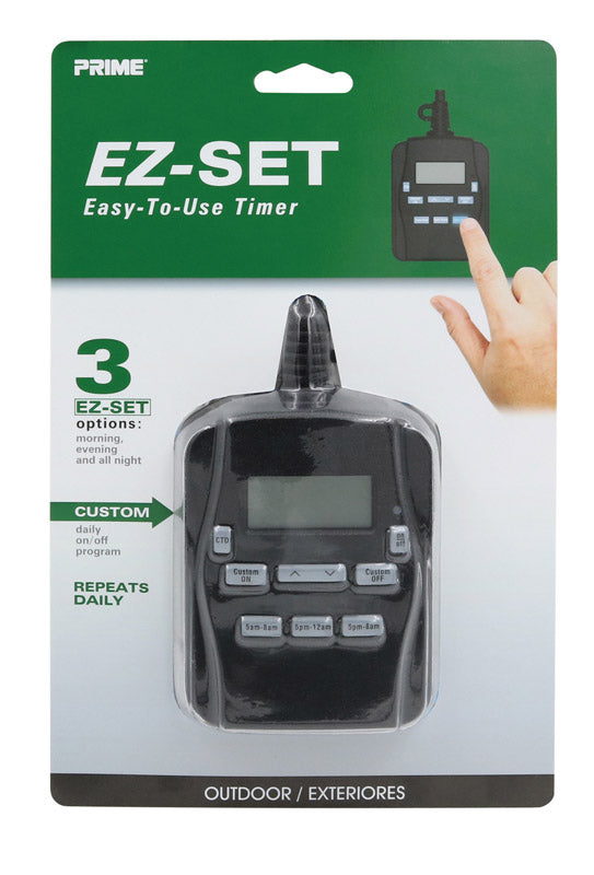 Prime EZ-SET Outdoor Digital Timer 125 V Black TNODP23-RC