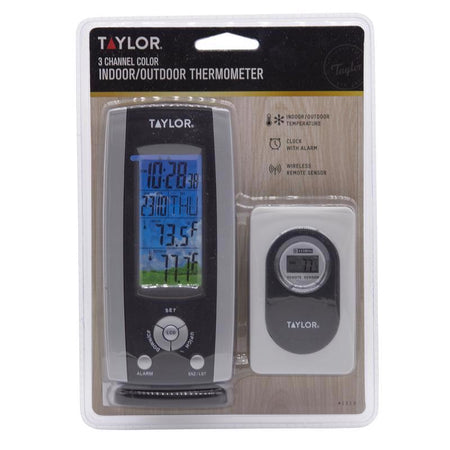 Taylor Wireless Weather Station with Clock 1512 in manufacturer packaging on a white background
