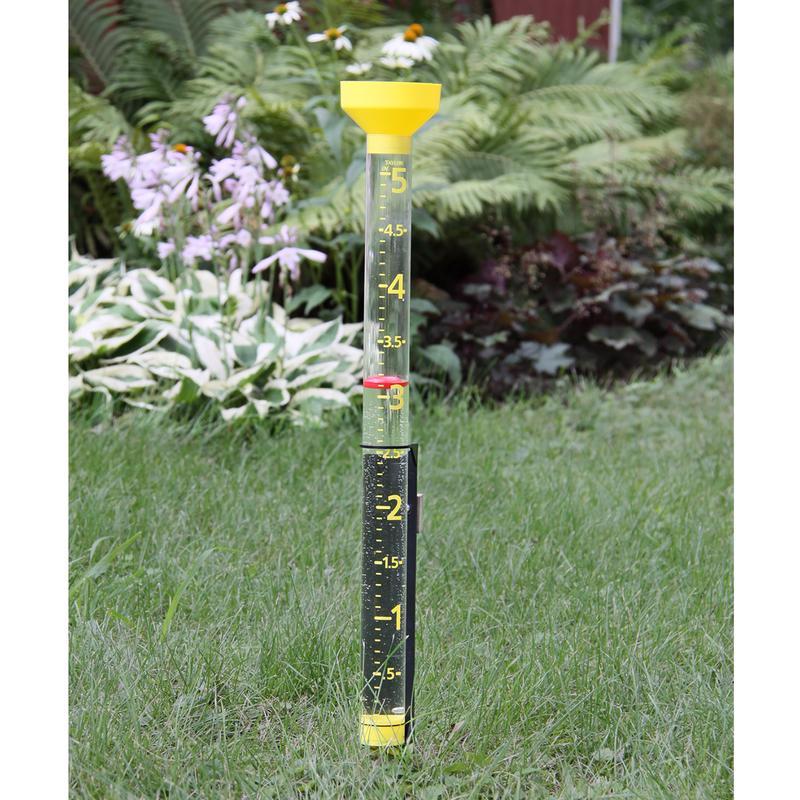 Taylor 2706 Jumbo Rain Gauge shown on a lawn