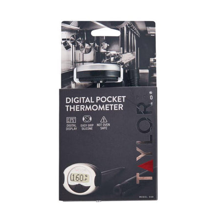 Taylor 508 Connoisseur Digital Instant Read Thermometer in manufacturer packaging on a white background