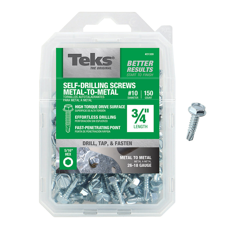 Teks Hex Washer Head Sheet Metal Screws 3/4 Inch 150 Pack