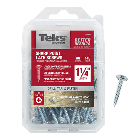 Teks Phillips Truss Head Tapping Lath Screws - Metal or Lath to Wood 1-1/4 inch 140 pack