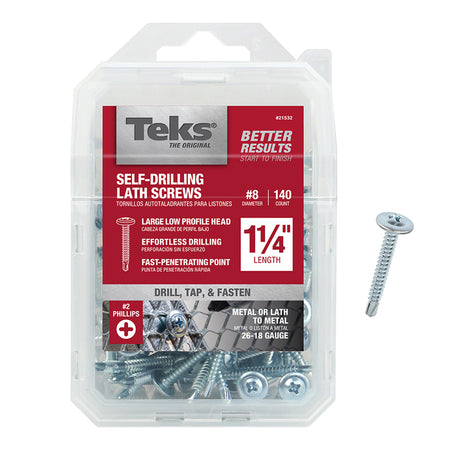 Teks Phillips Truss Head Tapping Lath Screws - Metal or Lath to Metal 1-1/4 inch 140 pack