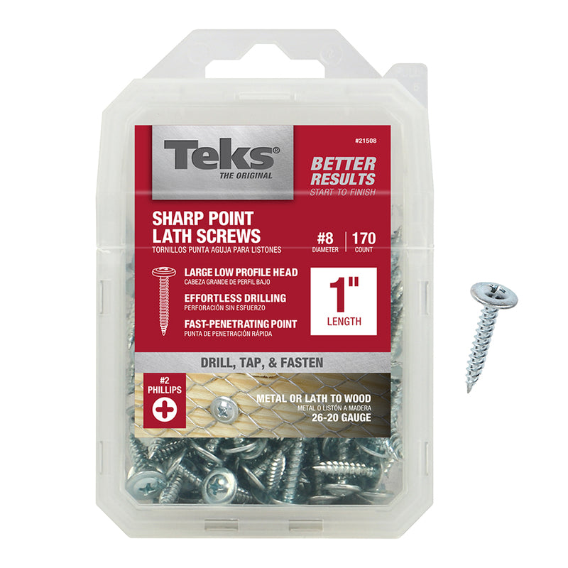 Teks Phillips Truss Head Tapping Lath Screws - Metal or Lath to Wood 1 inch 170 pack