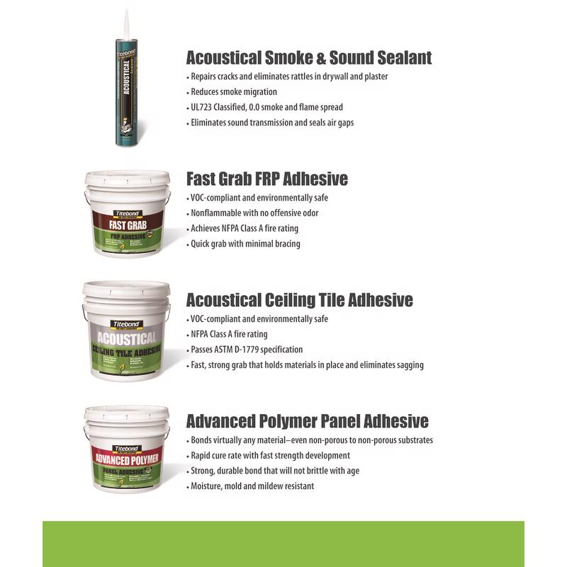 Titebond Acoustical White Elastomeric Silicone Sealant Product Highlights