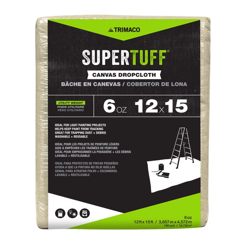 Trimaco SuperTuff 6 oz Canvas Drop Cloth 12 ft x 15 ft