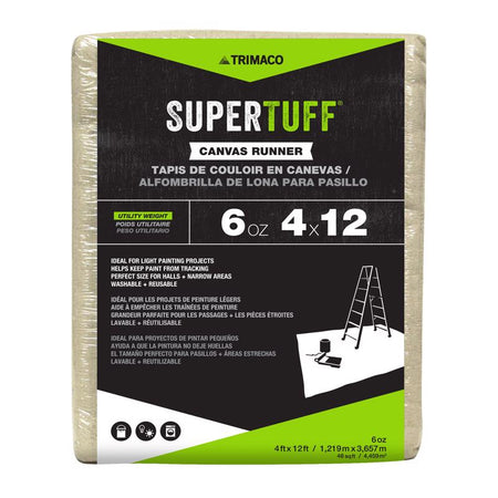 Trimaco SuperTuff 6 oz Canvas Drop Cloth 4 ft x 12 ft