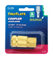 Tru-Flate Female 1/4 Inch Air Coupler 13-335 in manufacturer packaging on a white background