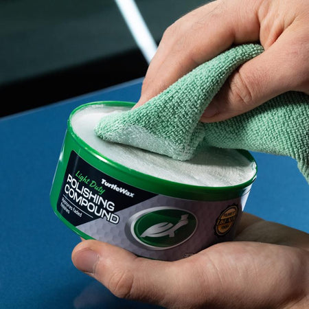 Turtle Wax T241A Polishing Compound being applied to a rag