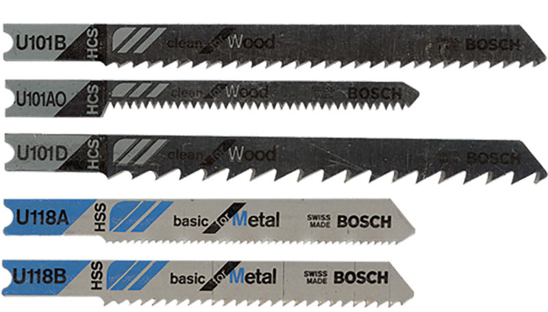 Bosch 5 pc. Assortment U-shank Jig Saw Blade Set for Wood and Metal U502A5