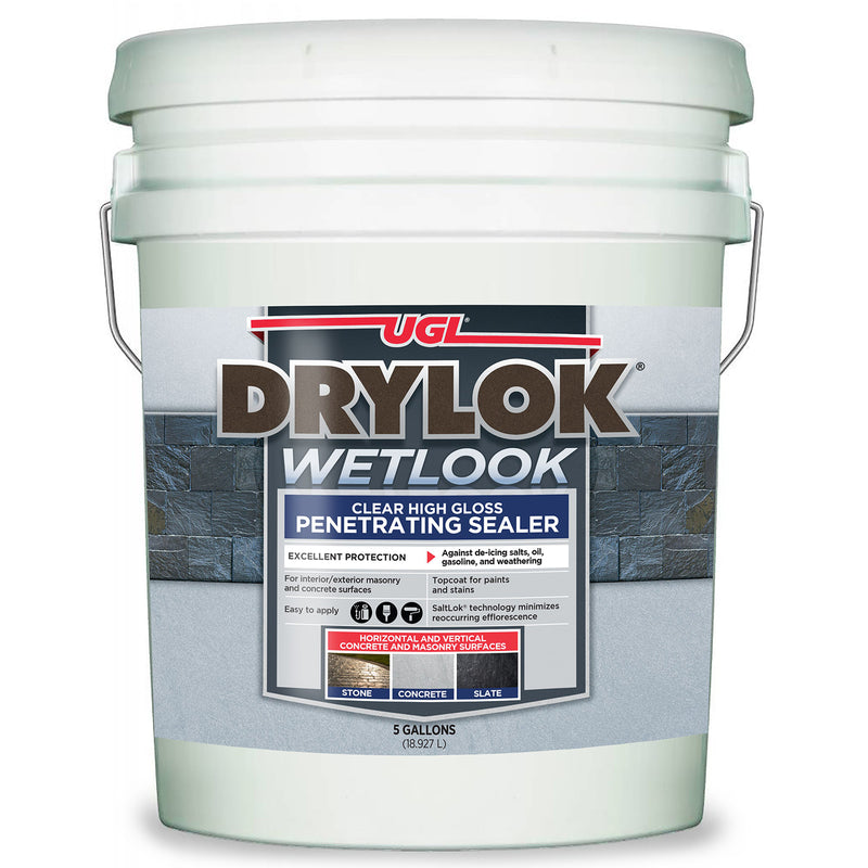 Drylok Wetlook sealer 5 gallon bucket on a white background