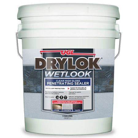 Drylok Wetlook sealer 5 gallon bucket on a white background