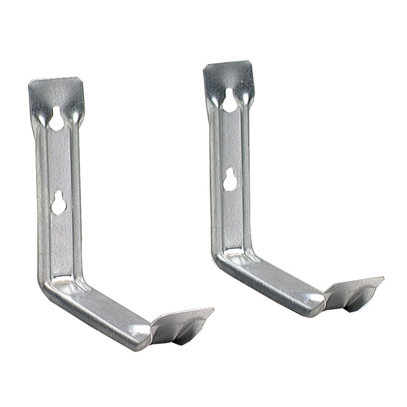 Two metal brackets on a white background
